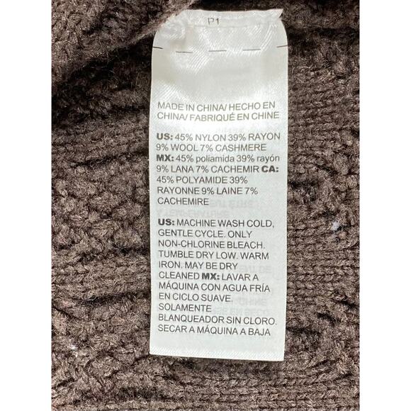Chicos Cableknit Cardigan Sweater Size 0 or Small Brown Cashmere Wool Blend Open - Picture 4 of 8